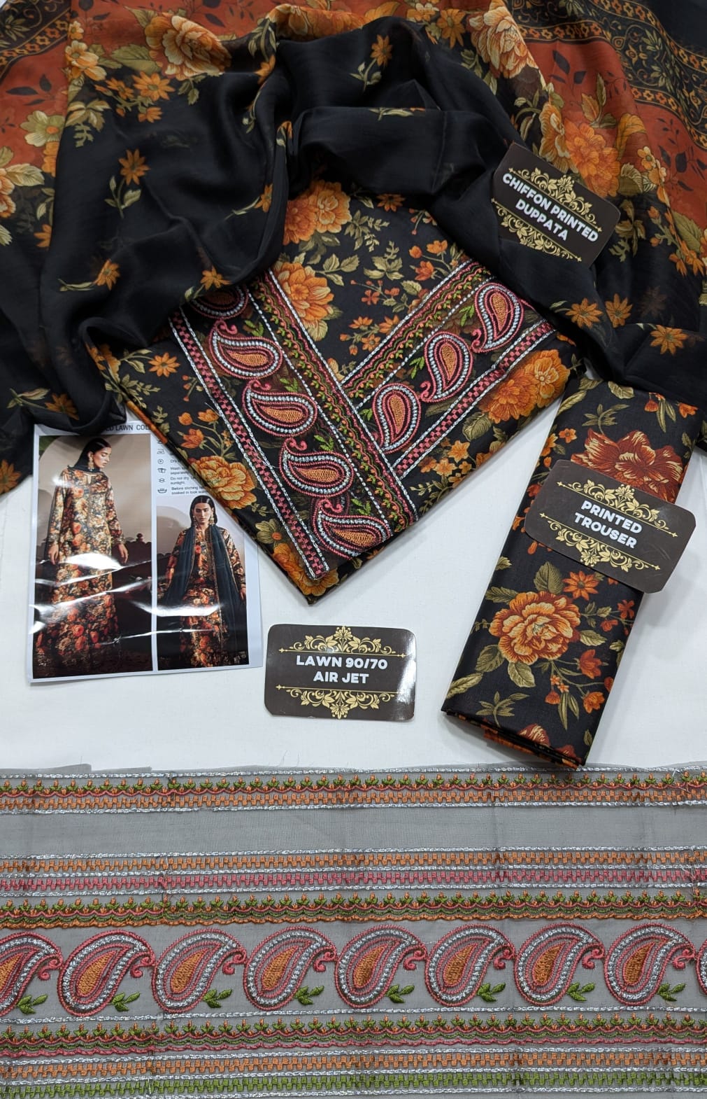 Maria b Lawn 3pc Unstich D-1777