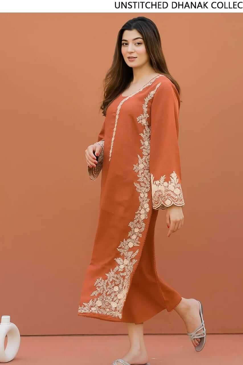 Winter Dhanak Fabric Embroidered | Unstitch 2-Piece Suit | Shirt & Trouser D-1125