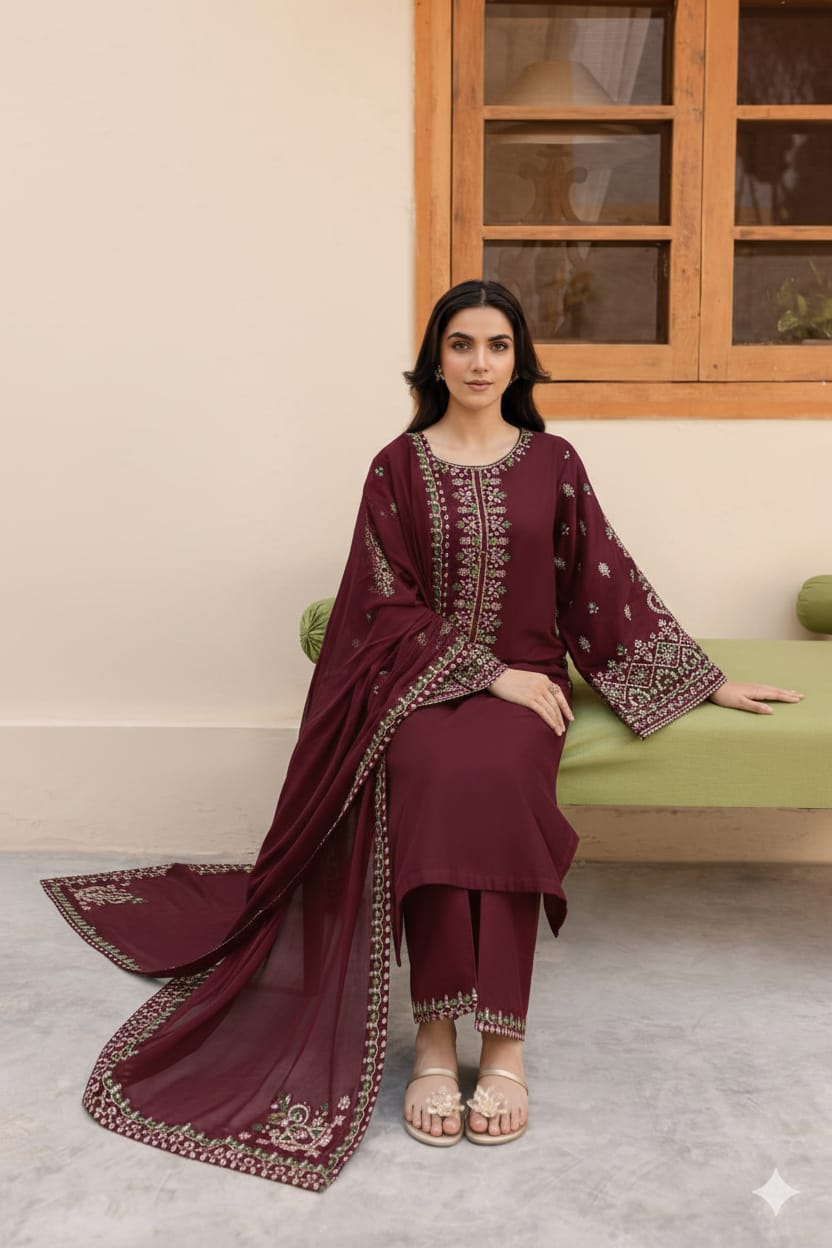 LIBAS  LAWN 3PC EMBROIDERED 1490