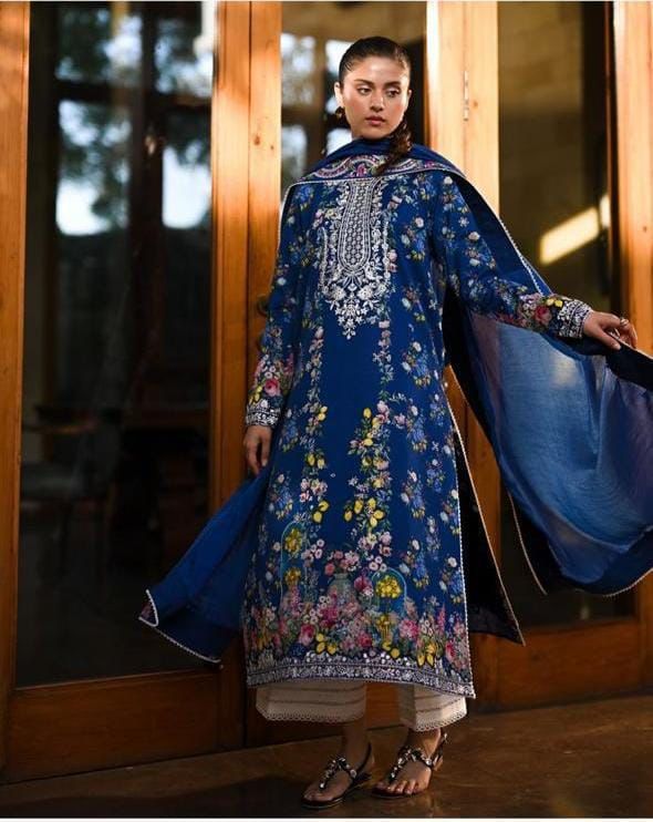 Zain Lawn Fabric 3Pc unstitch D-1743