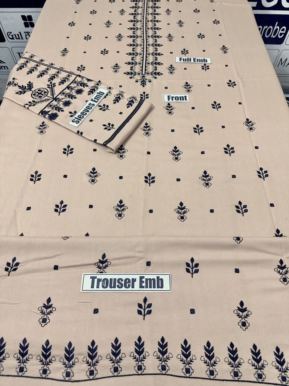 Winter Dhanak Fabric Embroidered | Unstitch 2-Piece Suit | Shirt & Trouser D-1128