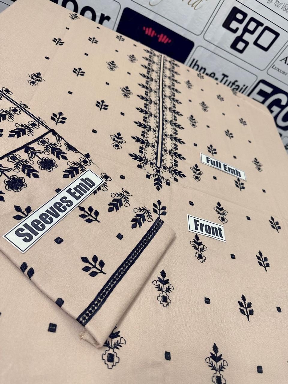 Winter Dhanak Fabric Embroidered | Unstitch 2-Piece Suit | Shirt & Trouser D-1128