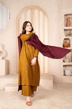 Winter Dhanak Unstitched Embroidered 3-Piece Suit with Digital Printed Pashmina Wool Shawl D-1022
