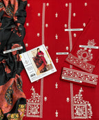 Winter Dhanak Unstitched Embroidered 3-Piece Suit with Digital Printed Pashmina Wool Shawl D-1002