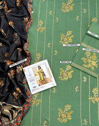 Winter Dhanak Unstitched Embroidered 3-Piece Suit with Digital Printed Pashmina Wool Shawl D-1020