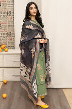 Winter Dhanak Unstitched Embroidered 3-Piece Suit with Digital Printed Pashmina Wool Shawl D-1020