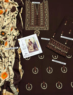 Embroidery Winter Dhanak Fabirc 3pc suit, GuaranteeWinter Dhanak Unstitched Embroidered 3-Piece Suit with Digital Printed Pashmina Wool Shawl D-1025