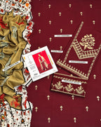 Winter Dhanak Unstitched Embroidered 3-Piece Suit with Digital Printed Pashmina Wool Shawl D-1007