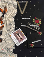 Embroidery Winter Dhanak Fabirc 3pc suit, GuaranteeWinter Dhanak Unstitched Embroidered 3-Piece Suit with Digital Printed Pashmina Wool Shawl D-1027
