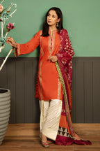Winter Dhanak Unstitched Embroidered 3-Piece Suit with Digital Printed Pashmina Wool Shawl D-1008