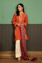 Winter Dhanak Unstitched Embroidered 3-Piece Suit with Digital Printed Pashmina Wool Shawl D-1008