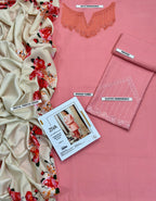 Winter Dhanak Unstitched Embroidered 3-Piece Suit with Digital Printed Pashmina Wool Shawl D-1018