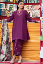 Embroidery Winter Dhanak Fabirc 3pc suit, GuaranteeWinter Dhanak Unstitched Embroidered 3-Piece Suit with Digital Printed Pashmina Wool Shawl D-1030