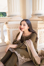 Embroidery Winter Dhanak Fabirc 3pc suit, GuaranteeWinter Dhanak Unstitched Embroidered 3-Piece Suit with Digital Printed Pashmina Wool Shawl D-1029