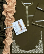 Embroidery Winter Dhanak Fabirc 3pc suit, GuaranteeWinter Dhanak Unstitched Embroidered 3-Piece Suit with Digital Printed Pashmina Wool Shawl D-1029