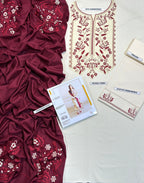 Embroidery Winter Dhanak Fabirc 3pc suit, GuaranteeWinter Dhanak Unstitched Embroidered 3-Piece Suit with Digital Printed Pashmina Wool Shawl D-1028