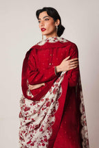 Winter Dhanak Unstitched Embroidered 3-Piece Suit with Digital Printed Pashmina Wool Shawl D-1013