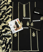 Winter Dhanak Unstitched Embroidered 3-Piece Suit with Digital Printed Pashmina Wool Shawl D-1019