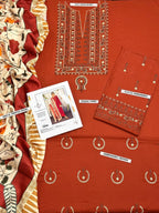 Winter Dhanak Unstitched Embroidered 3-Piece Suit with Digital Printed Pashmina Wool Shawl D-1006