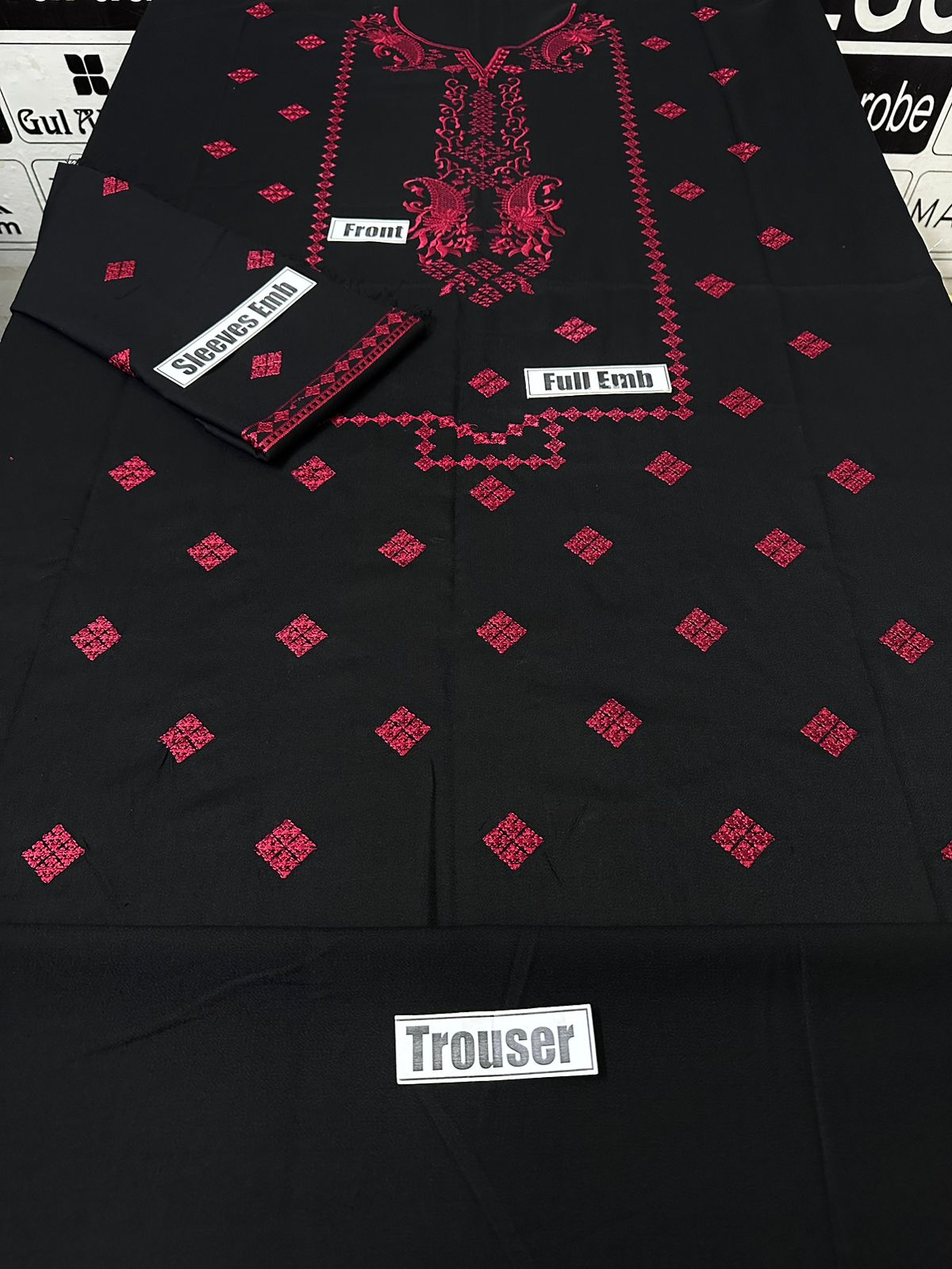 Winter Dhanak Fabric Embroidered | Unstitch 2-Piece Suit | Shirt & Trouser D-1129