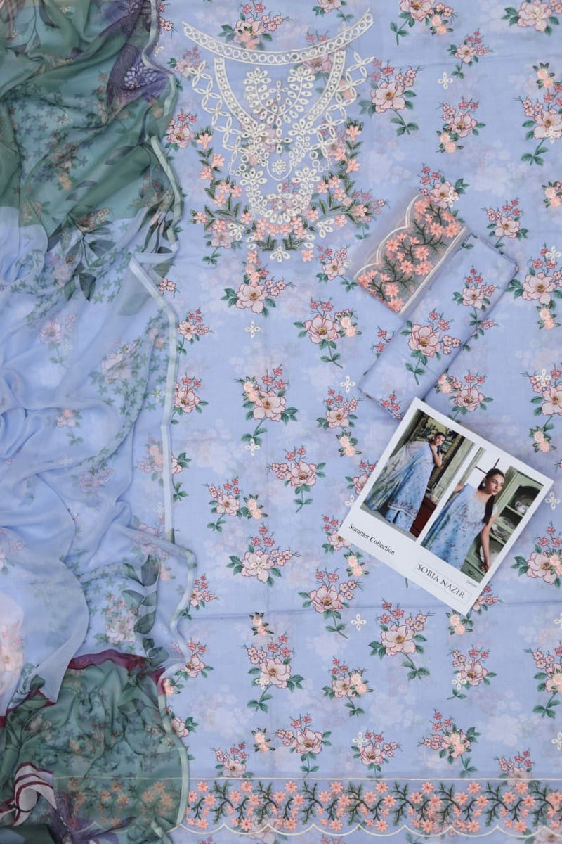 Zain Lawn Fabric 3Pc unstitch D-1745