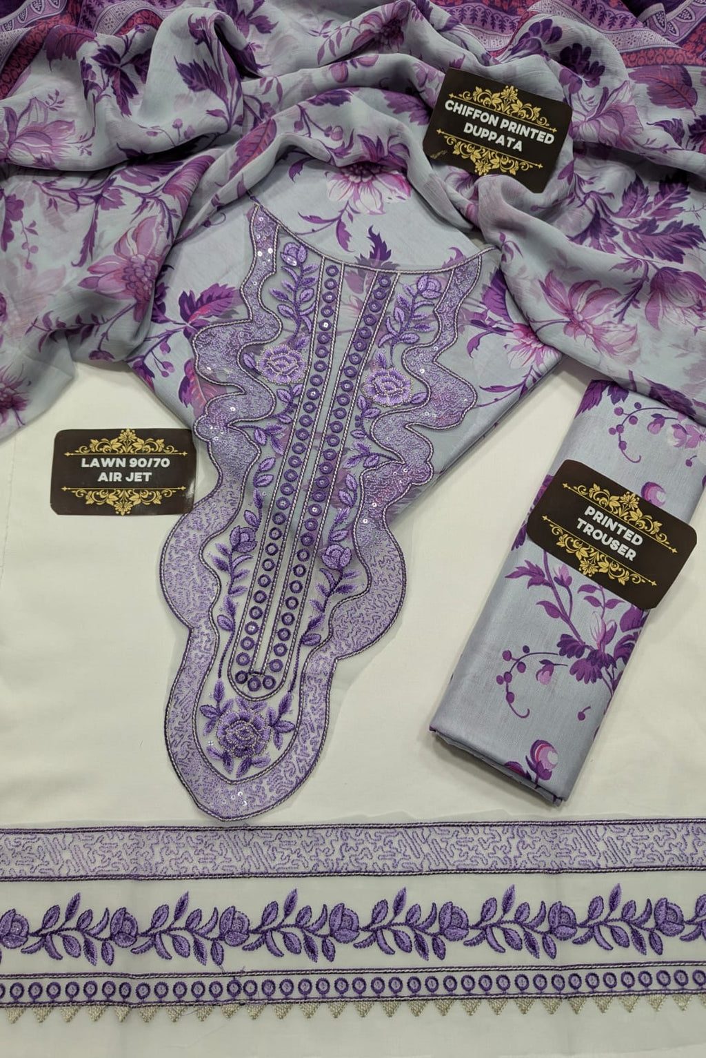 Maria b Lawn 3pc Unstich D-1779