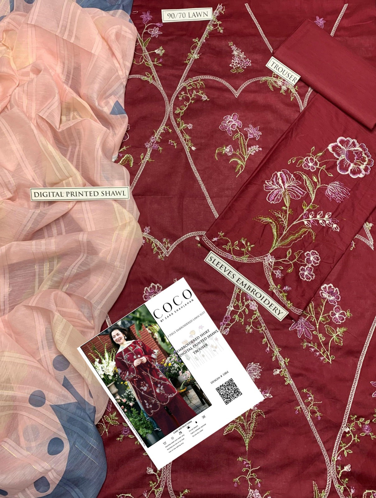 LIBAS  LAWN 3PC EMBROIDERED 1494