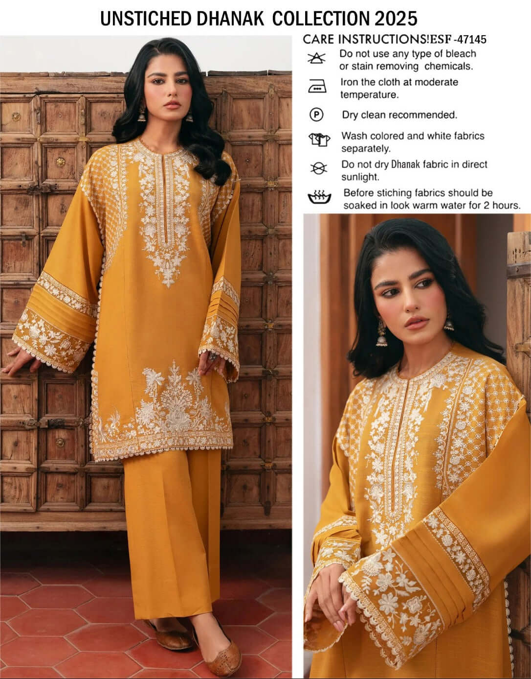 Winter Dhanak Fabric Embroidered | Unstitch 2-Piece Suit | Shirt & Trouser D-1132