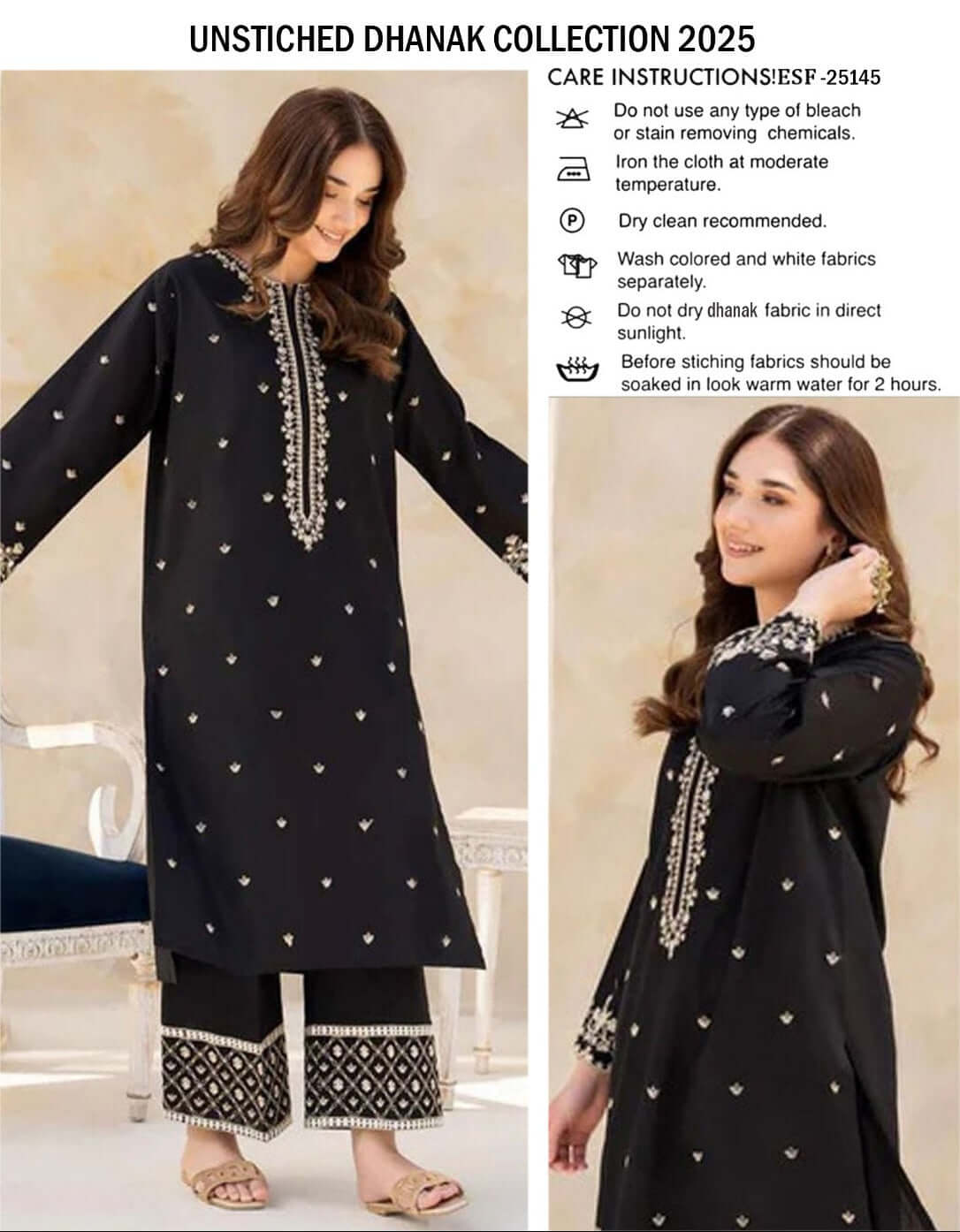 Winter Dhanak Fabric Embroidered | Unstitch 2-Piece Suit | Shirt & Trouser D-1131