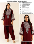 Winter Dhanak Fabric Embroidered | Unstitch 2-Piece Suit | Shirt & Trouser D-1134
