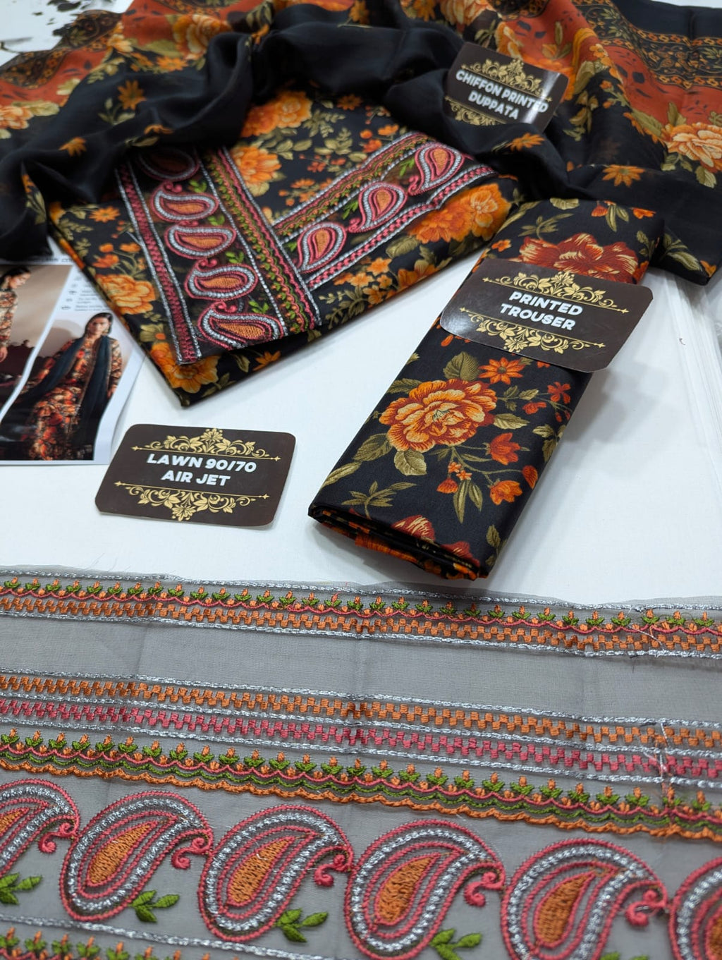 Maria b Lawn 3pc Unstich D-1777