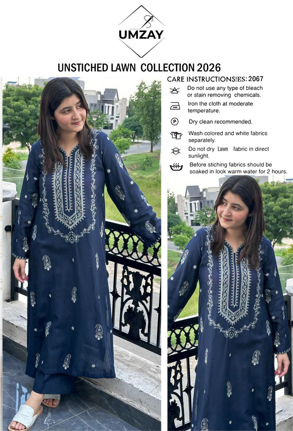 Umzay Lawn Embroidered 2pc D1658