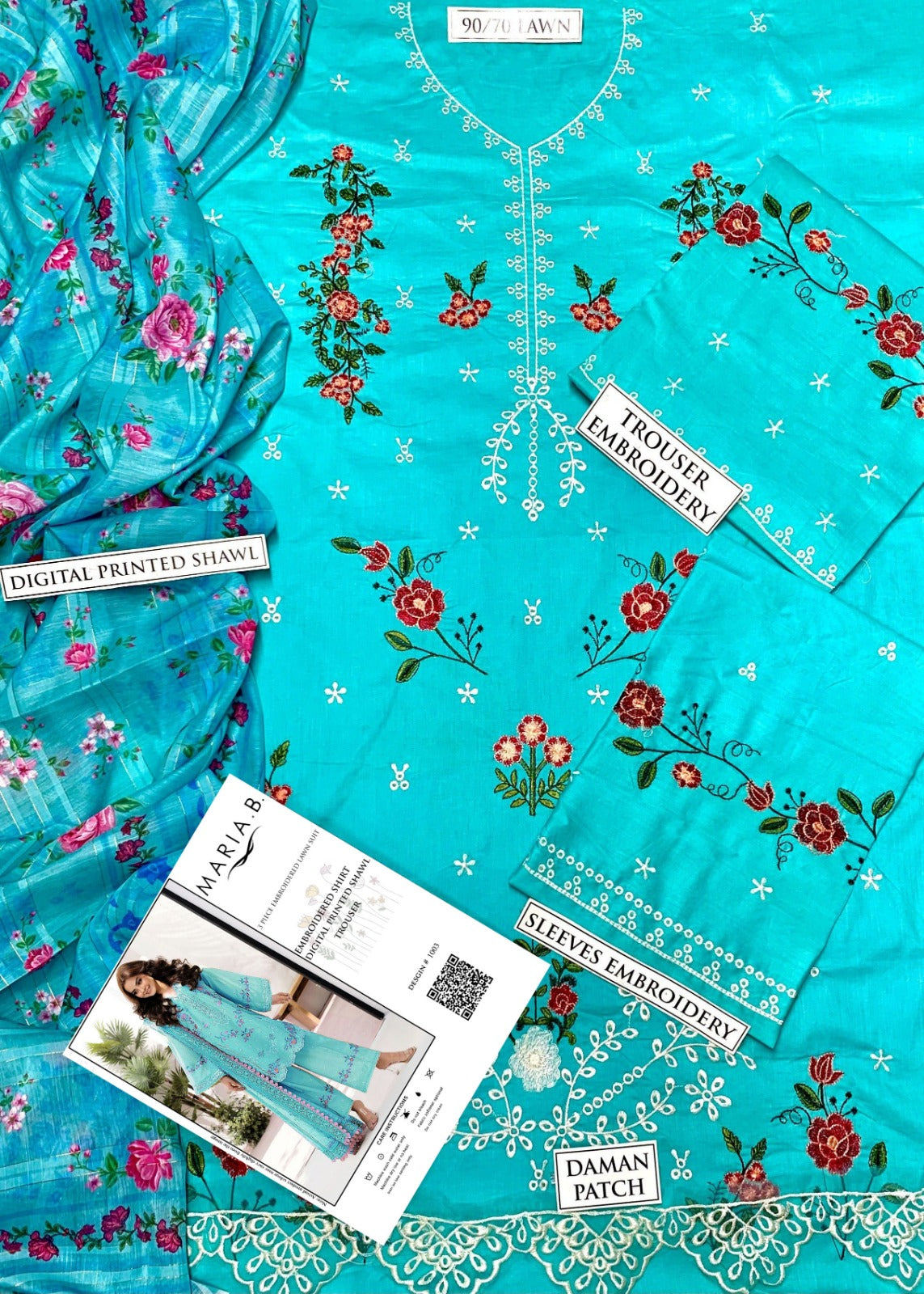 LIBAS  LAWN 3PC EMBROIDERED 1490