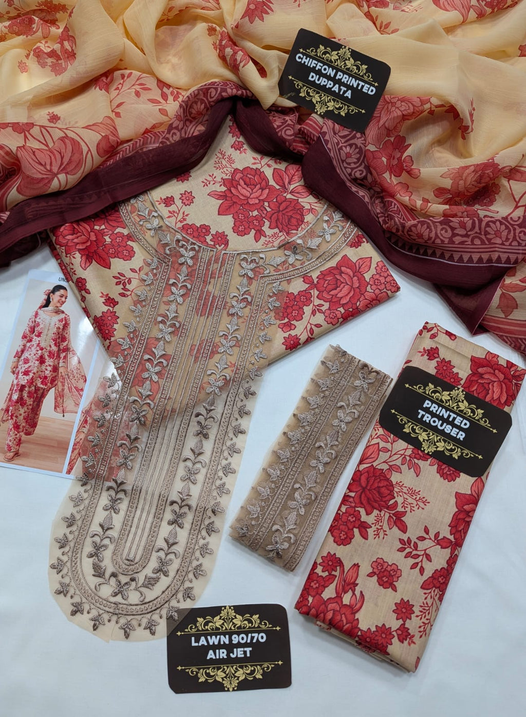 Maria b Lawn 3pc Unstich D-1781