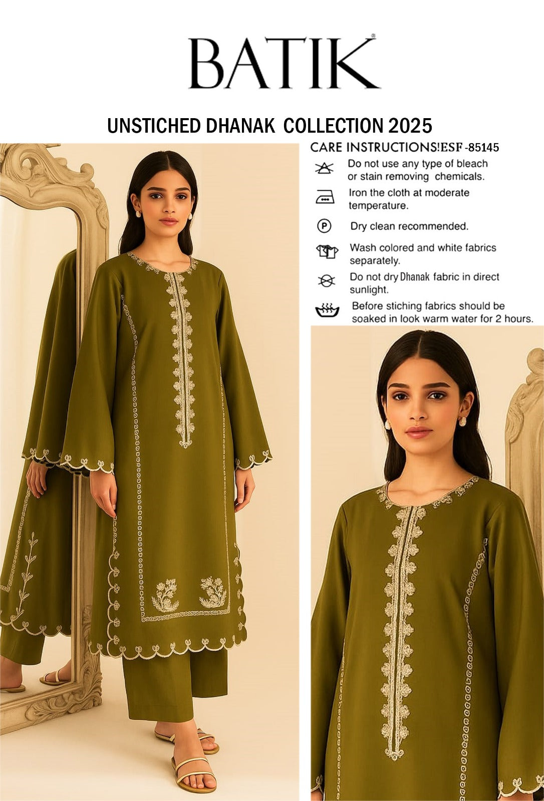 Batik Lawn Embroidered 2pc D1655