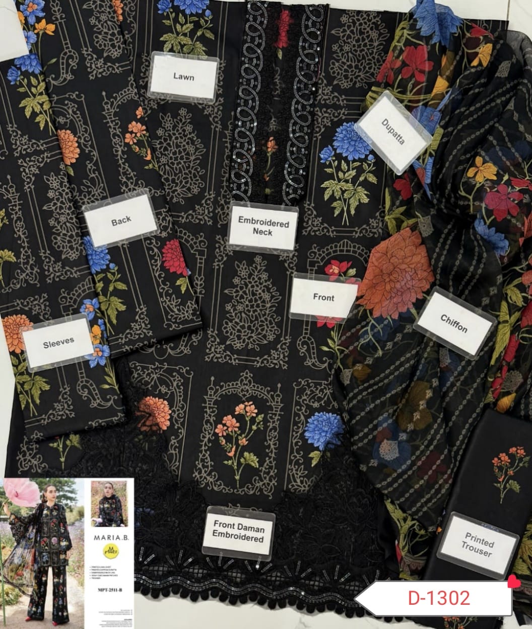 MARIA.B embroidery  Lawn 1330