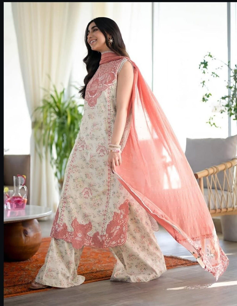 Zain Lawn Fabric 3Pc unstitch D-1744