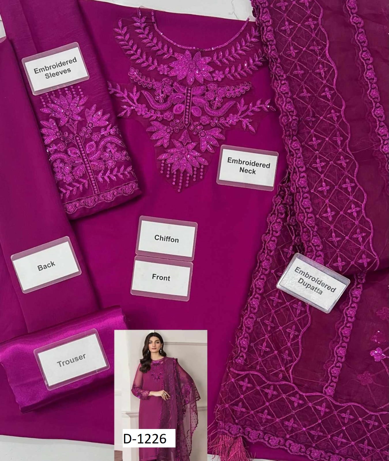 Baroque  Chiffon With Sequence Work D-1740