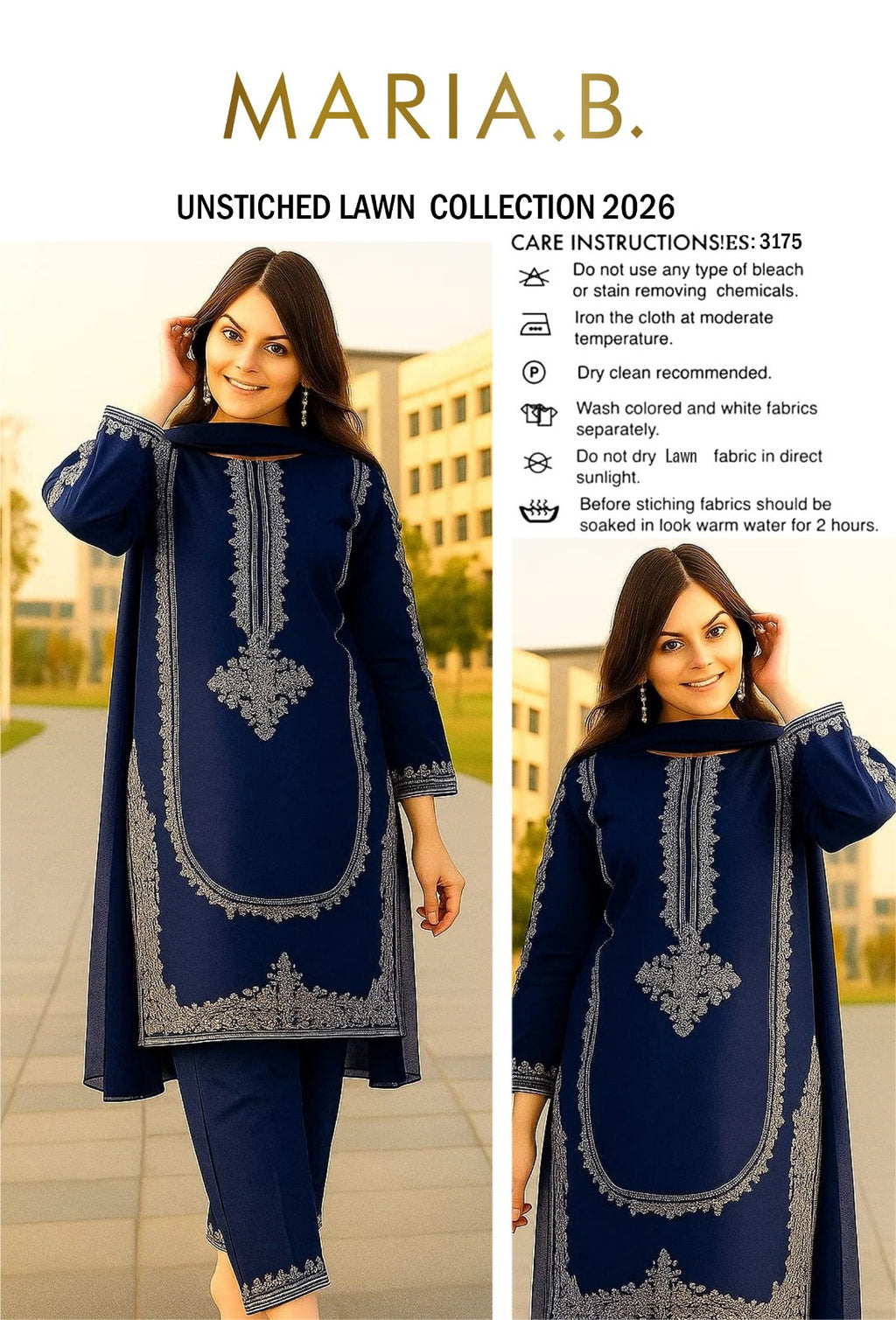 LAWN EMBROIDERED 2pc 1418