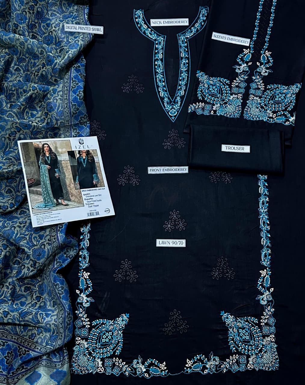 LIBAS  LAWN 3PC EMBROIDERED 1496