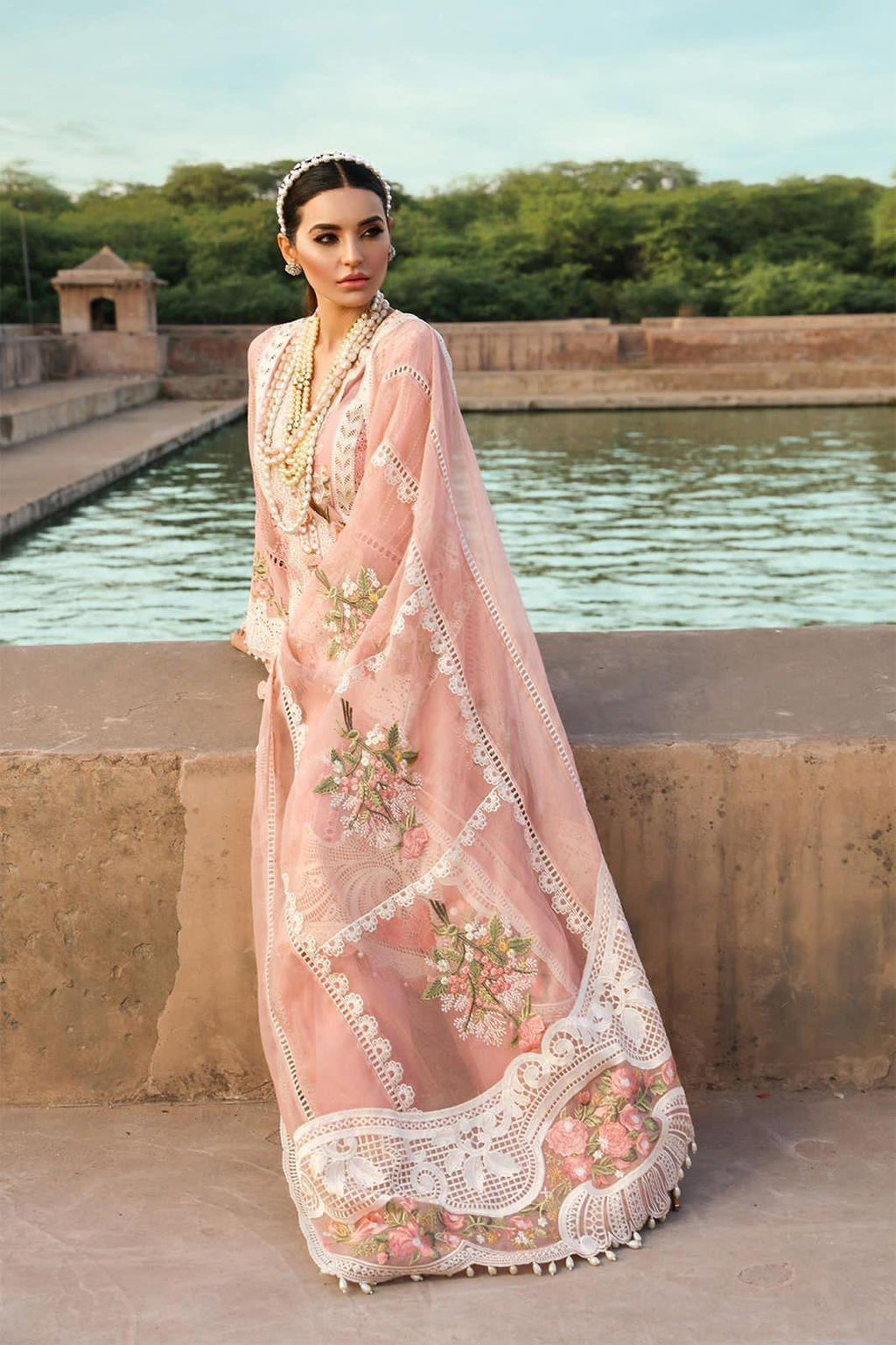 Crimson chikankari lawn 1340