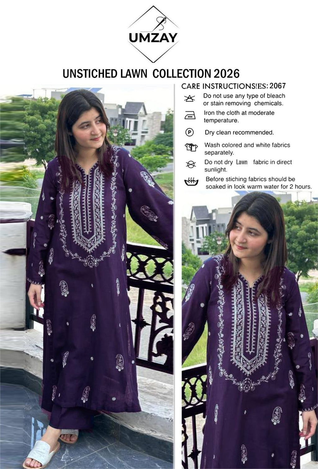 Umzay Lawn Embroidered 2pc D1657