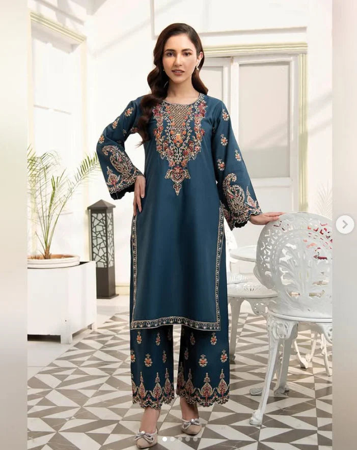 Winter Dhanak Fabric Embroidered | Unstitch 2-Piece Suit | Shirt & Trouser D-1119