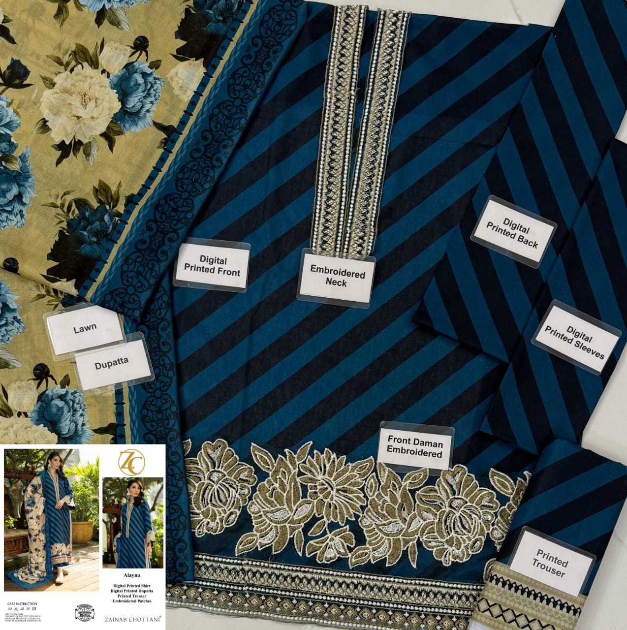 Zainab Chottani Lawn Embroidered 1326