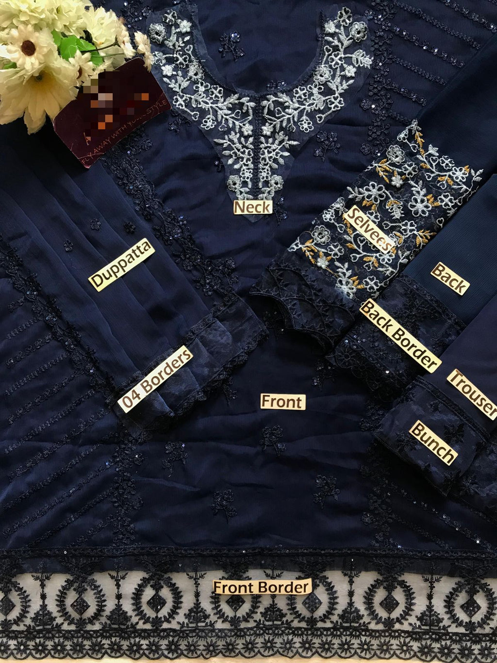 AZURE chiffon collection heavy embroidered D-1756