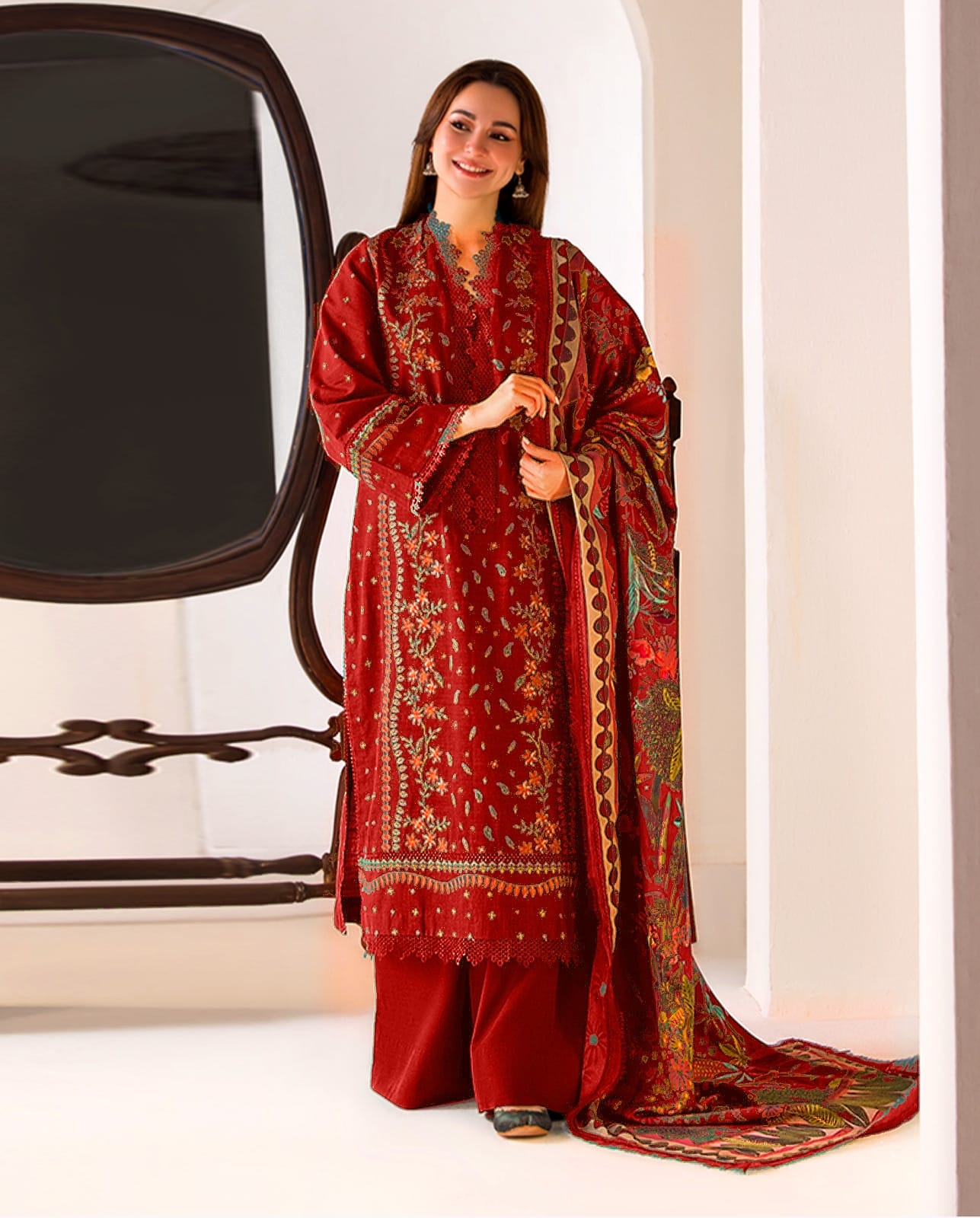 LIBAS  LAWN 3PC EMBROIDERED 1491