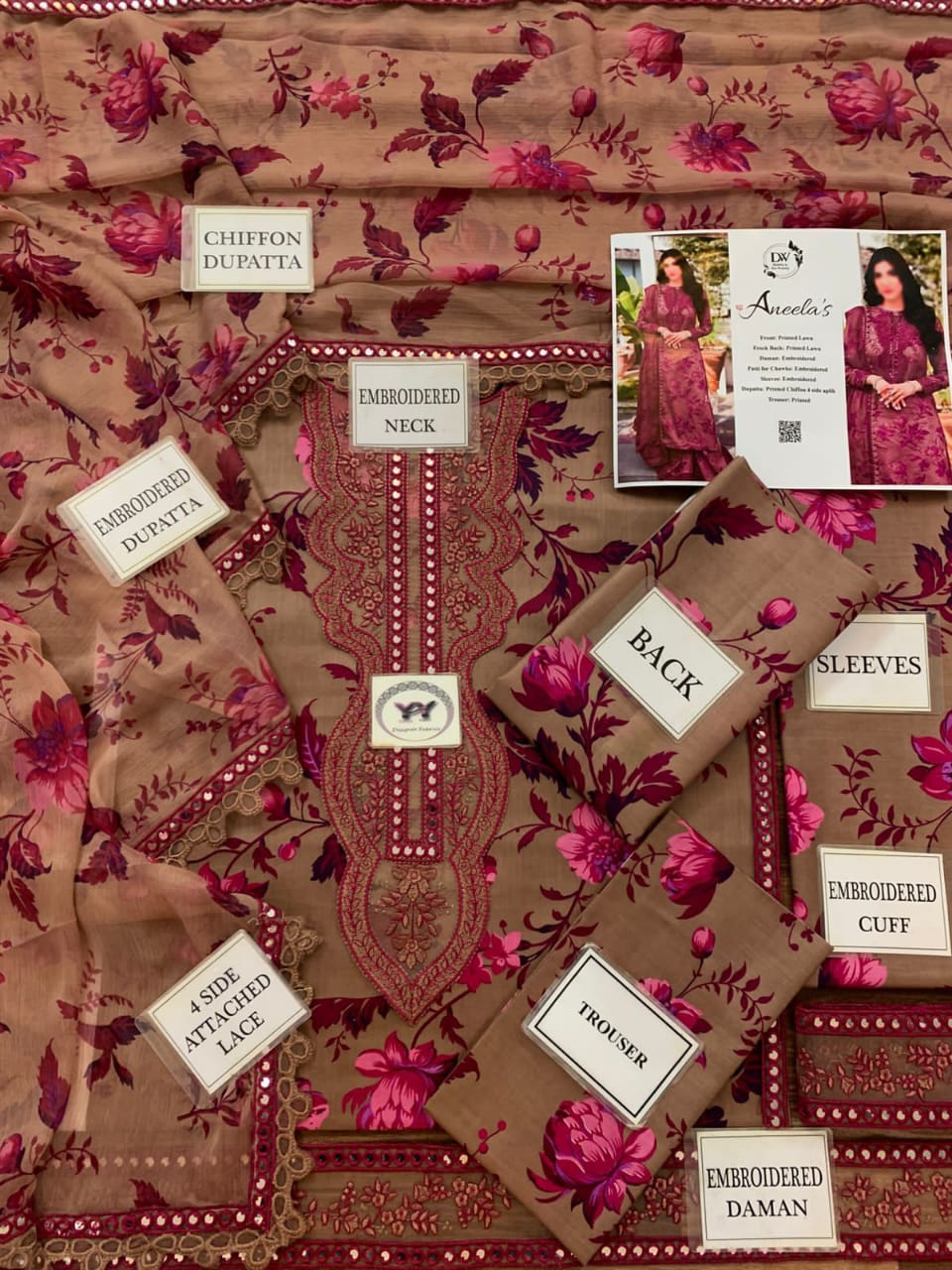 ANEELAS LAWN Embroidered 1393