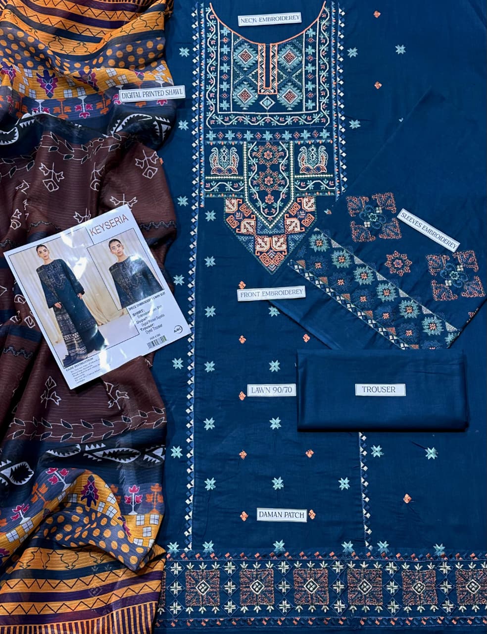 LIBAS  LAWN 3PC EMBROIDERED 1504