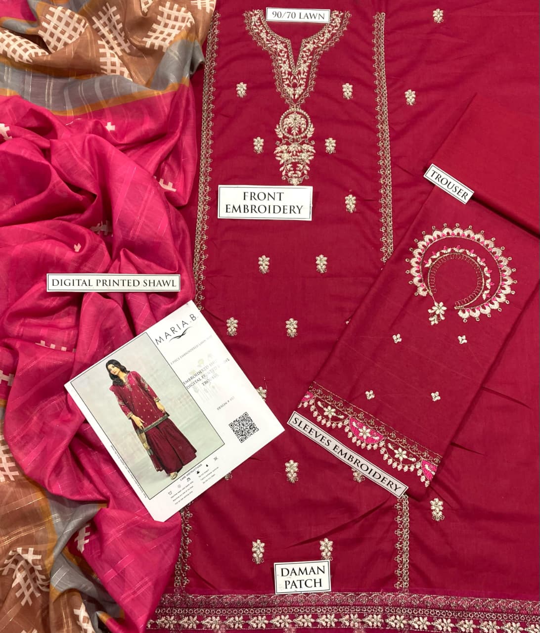 LIBAS  LAWN 3PC EMBROIDERED 1486