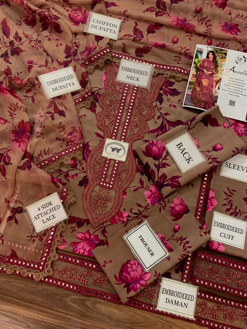 ANEELAS LAWN Embroidered 1393